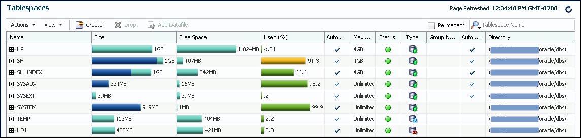 Description of exp_tablespaces_page.gif follows