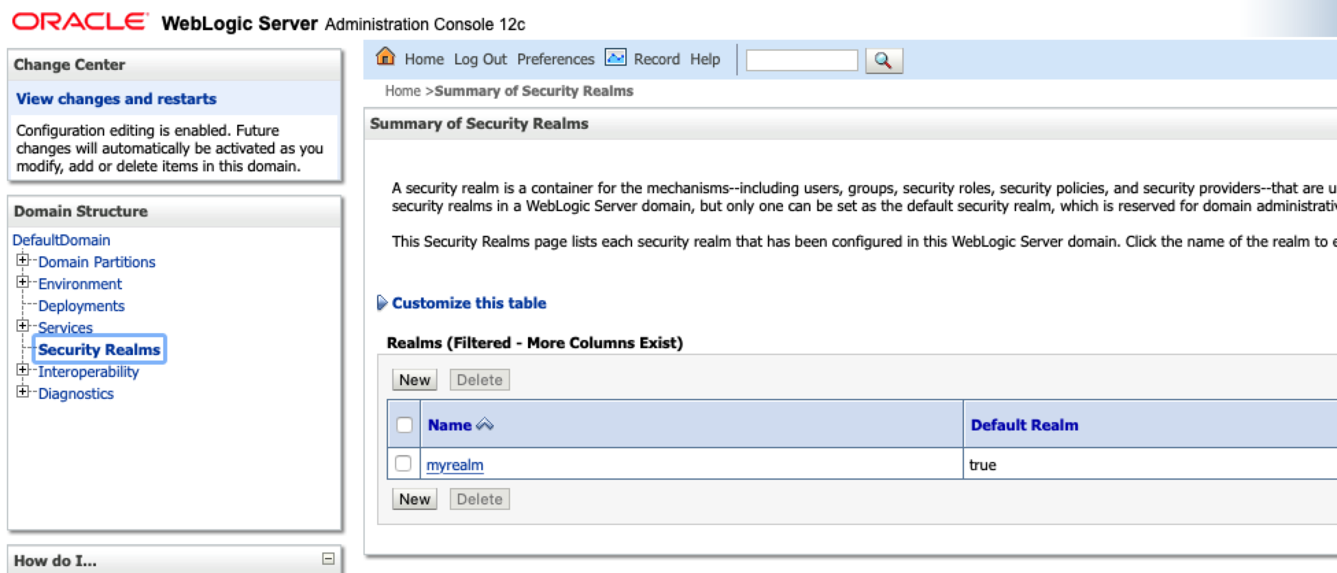 WebLogic Server Administration Console