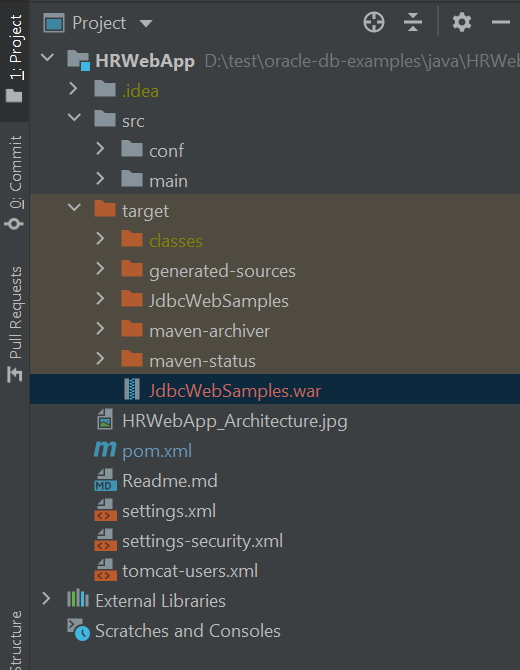 Image of JdbcWebSamples.war under target folder