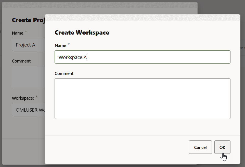 Create Workspace Dialog